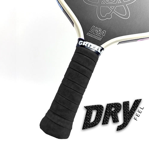 Black Pro Tour Dry Grips by Grizzlee Gripz ensuring top-tier sweat absorption and anti-slip precision for pickleball, inspired by Yonex for professional-grade performance.