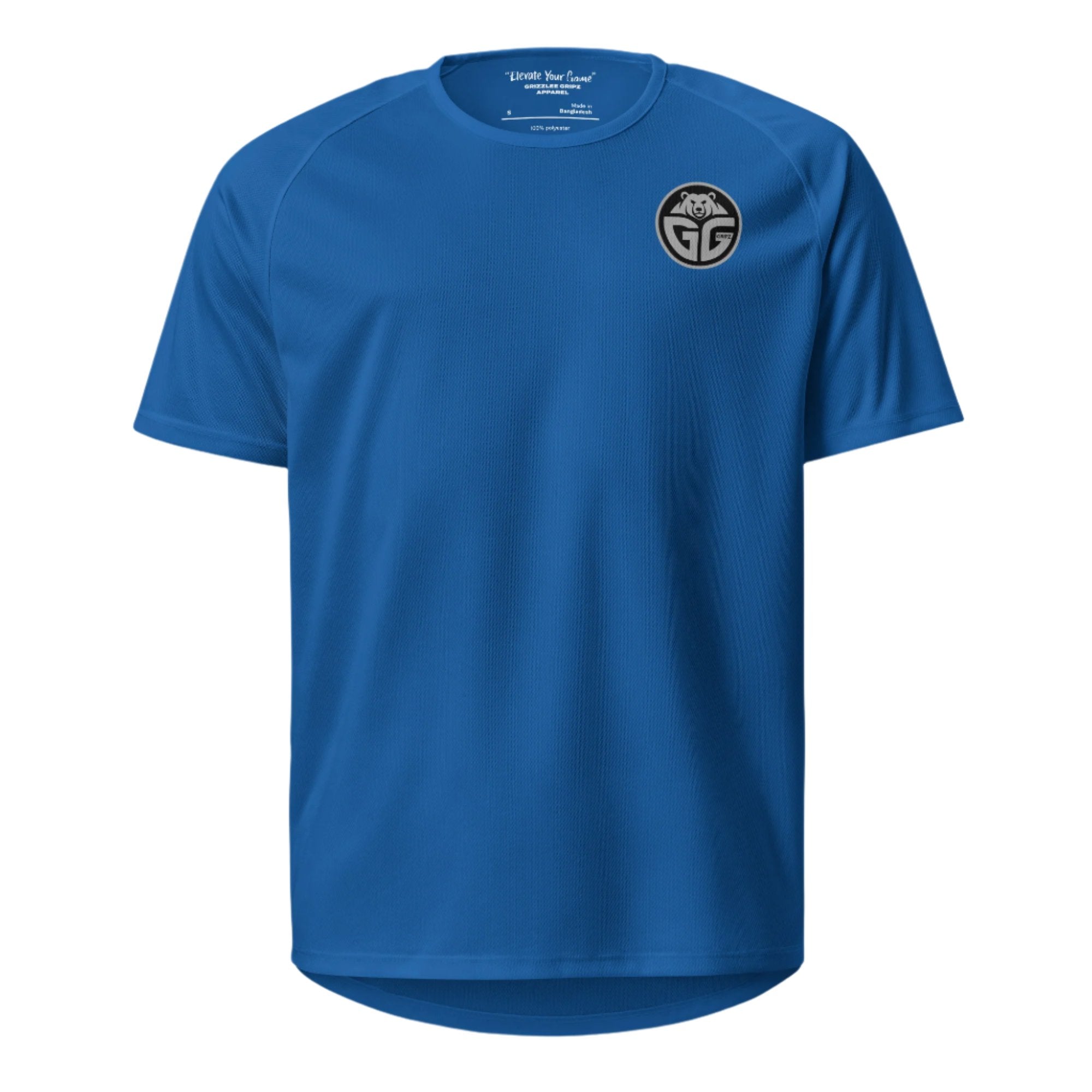 Grizzlee Gripz | Premium Royal Blue On Court Playing T-shirt top right logo