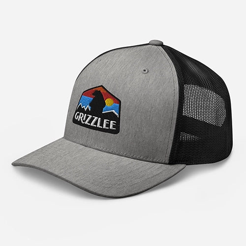 retro trucker hat badge grizzlee gripz logo for on and off the court- 2025