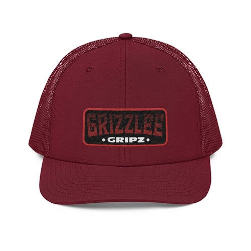Heat rising trucker hat maroon with snapback lifewear and apparel by Grizzlee Gripz 2025 performance