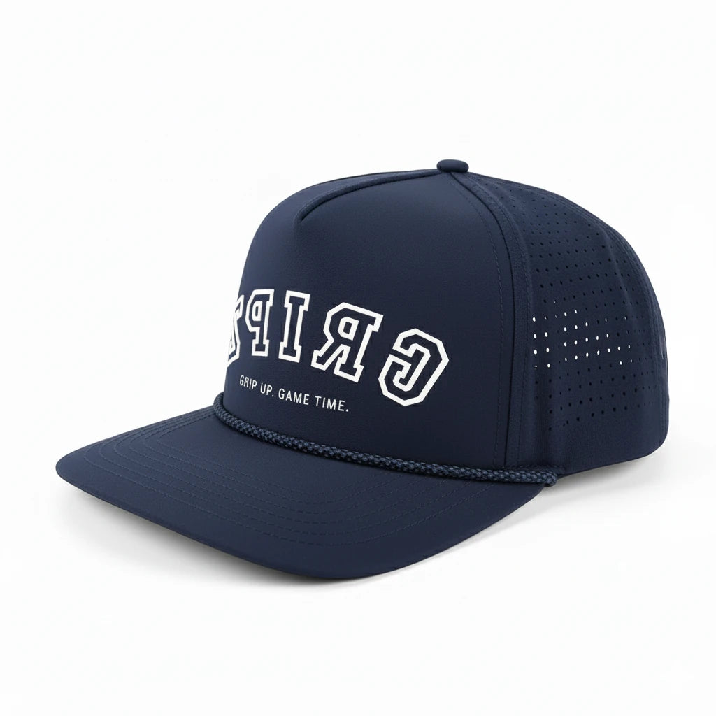 Navy Blue Performance Rope Hat with White GRIPZ mirrored letters