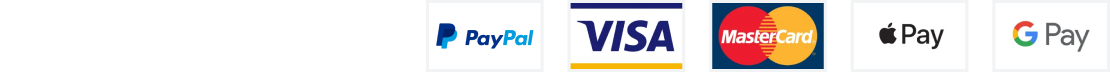 4 Payment Icons - PayPal, Visa, Mastercard, Apple Pay, G Pay for Grizzlee Gripz Footer