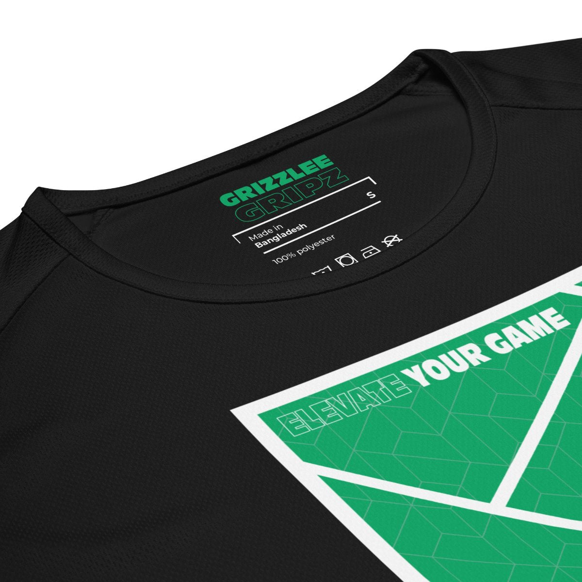 Grizzlee gripz inside label logo black t-shirt green colored font