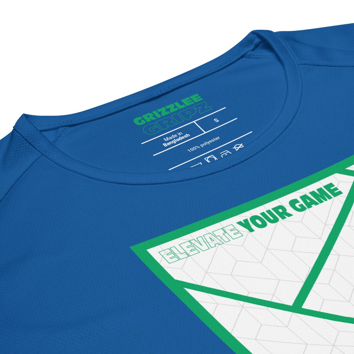 branding label green font for inside label of royal blue court shirt